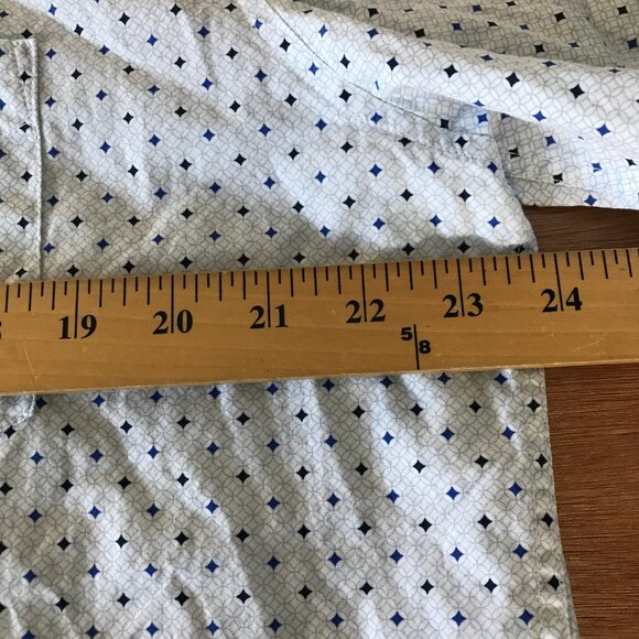 Tasso Elba Shirt Men L Blue Geometric Button Up Pocket Short Sleeve Collared - Picture 8 of 12